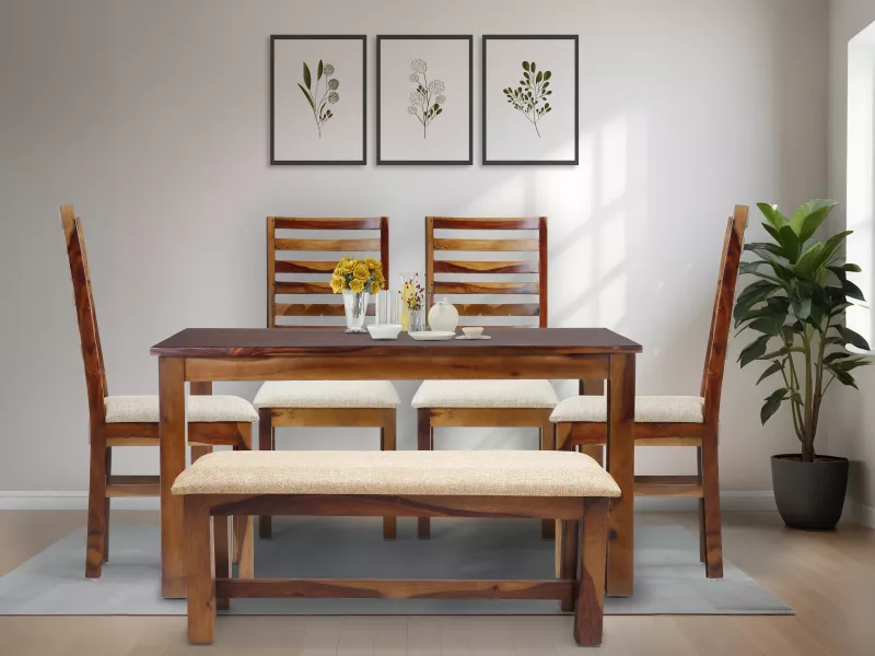 Alexa 6 Seater Dining Table with 4 Chairs and Bench